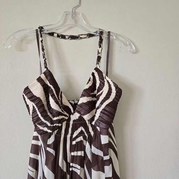 NWT BCBG MaxAzria 100% Silk Womens Maxi Dress Halter Animal Print  Size 4 Y2K - Picture 12 of 13